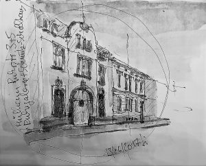 Zeitgenössische Skizze von Dirck Lietke aus dem Jahr 2017 (copyright: Dirck Lietke, Mülheim - Auf dem Dudel)